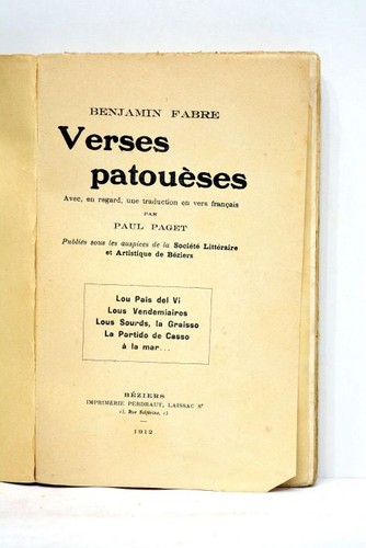 Livre ancien fabre verses - fabre,