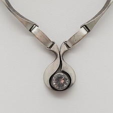 Sten & Laine Finlande 925 Argent Collier Avec Cristal De Roche - (T10)