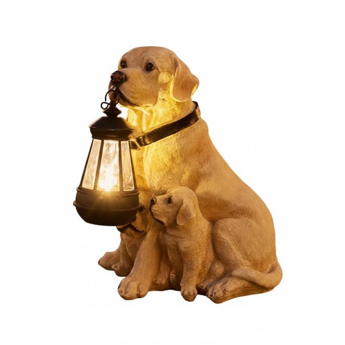 Statue chien avec - statue, lanterne