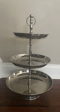 20" 3-Tier Pastry Stand Cupcakes Dessert Server Cake Etagere, Silver Metal