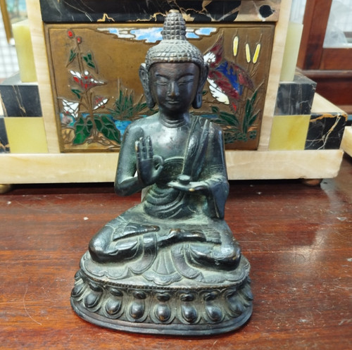 Statuette bouddha bronze - statuette,