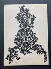 Pol Bury Signed Chinese Ink 1922-2005 Dated 49, Abstraction Surrealism