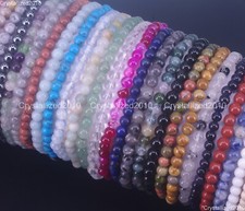 Handmade 4mm AAA Natural Gemstone Round Beads Stretchy Bracelet Healing Reiki 8"