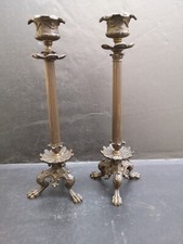 Paire bougeoirs bronze