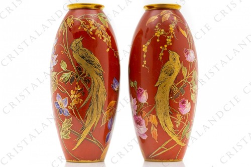 Paire vases aux - vases, oiseaux