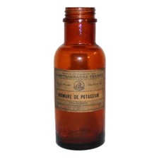 Ancien flacon de pharmacie Bromure de Potassium Darrasse Frères en verre ambré