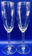 Cristal d Arques Fleury Fluted Champagne Glasses 8 1/4" Set of 2 Twisted Stem