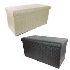 Pouf CONTENITORE Refermable Banc Tronc Pouf 76 X 38CM Noir Beige Rectangulaire