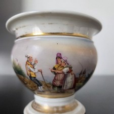 Tasse Restauration Porcelaine Paris Décor Peint Bretons L'Ancien Coq De Village 