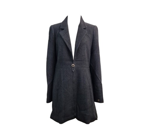 Chanel veste longue tweed - longue, en