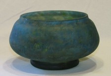 DAUM NANCY CROIX DE LORRAINE OLD CUT BLUE GLASS LEG / bowl glass