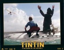 THE ADVENTURES OF TINTIN ORIGINAL LOBBY CARD INTERNATIONAL AIRPLANE ANIMATION