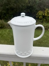 Le Creuset Coffee Pot with Metal Press Fleur Cotton 800ml /27 oz Stoneware