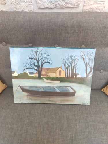 Ancien tableau huile sur toile - huile,