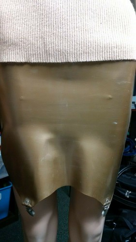 Latex gold mini skirt - latex, mini-skirt