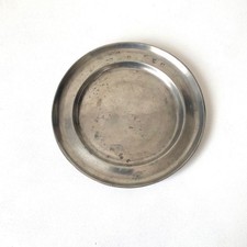 Assiette ancienne française en étain 10,5 pouces pour fromage, charcuterie, d...