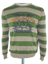 Pull Zara homme à manches longues vertes lignes IT 42 EU 38 M moyen