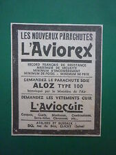 10/1934 PUB SILK PARACHUTE ALOZ TYPE 100 AVIOCOUIR HELMET GLOVES PILOT CLICHY AD