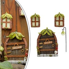 Lot de 4 statues en résine porte fée chalet jardin brillent dans le noir carac