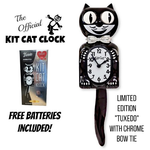 Tuxedo kit cat clock - tuxedo,
