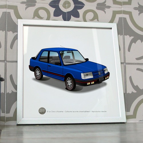 Poster peugeot 309 gti - 309, bleue