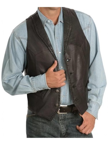 Gilet cuir moto motard - , homme