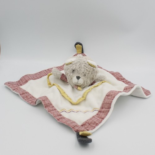 Doudou plat ours blanc gris