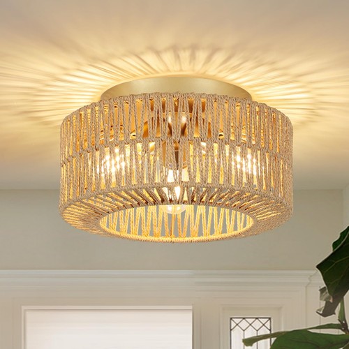 Plafonnier boho style rotin - style,