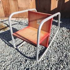 Vintage Chair 1952 Mcm Wood Seat METAL Frame CHILD ROCKING PORCH PATIO Decor