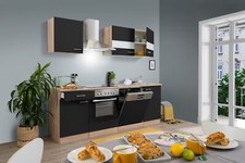 Cuisine équipée kitchenette en Chêne Noir Merle 220 CM