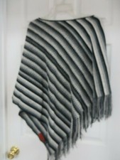 NWOT Missoni  Wool blend Multicolor Grays Chevron Frayed Poncho Cape One Size 