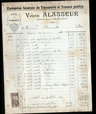 YZEURE (03) TRANSPORT & PUBLIC WORKS / WOOD & COAL "Vve ALASSEUR" in 1910