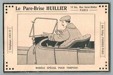 1910's OIL BREEZE WALL FOR TORPEDO PARIS ANTIQUE AUTOMOBILE ADVERTISEMENT