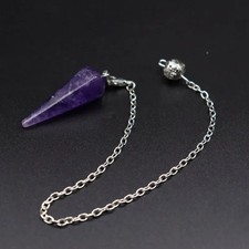 SILVER CHAIN FINE FACETED AMETHYST PENDULUM