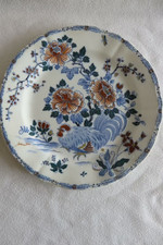 Ancienne Assiette Murale Décor Poule Et Fleurs