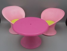 Round table height 10 cm and 2 armchairs for doll - Arco