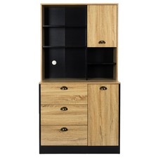 Buffet de Cuisine "Chef" 169cm Naturel & Noir