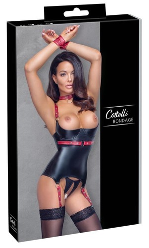 Guepiere noire rouge - noire, taille