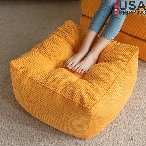 Soft corduroy square pouf - corduroy,
