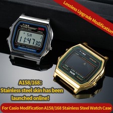 For Casio A158 A159 Modified Stainless Steel Watch Case F91 Upgrade Metal Case