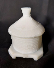 WHITE FAIR OPALINE VALLERYSTHAL SUGAR BOWL OR CANDY JAR FOR HONEY