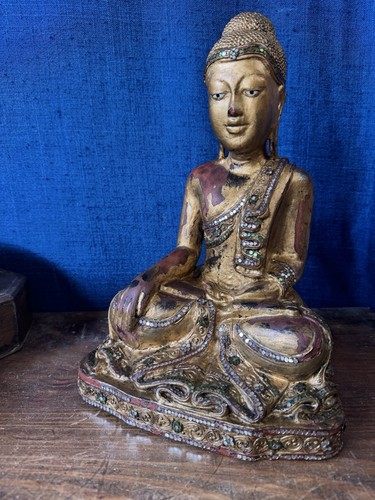 Sculpture bois laqué doré - laqué,