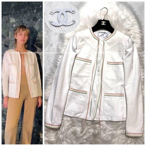 Veste chanel blanc cassé - veste,