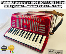 YAMAHA Accordion 8905 SOPRANO 32 Red 32 Keyboard Working Tested W/Strap