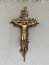 Brass wall sculpture Crucifix brutalist brass Frigerio 1970, Italy