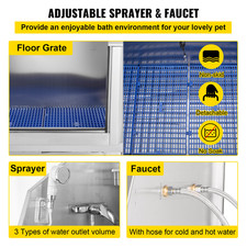 VEVOR Baignoire De Toilettage Chien Baignoire Pour Chien Inox Capacité De 300 Kg