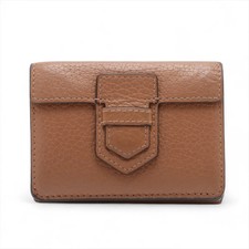 Delvaux Leather Compact Wallet Camel