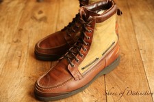 Filson Brown Leather Beige Canvas Derby Boots Shoes Mens UK 8.5 W US 9 EU 43.5