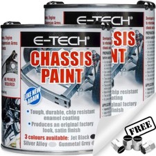 2x E-TECH Black Car Chassis Frame Brush On Paint Chip Resistant 500ML ECHP01+CP