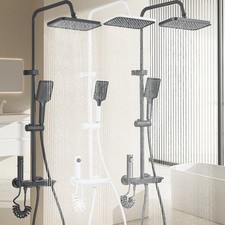 Colonne de douche avec mitigeur noir et pomme de douche cascade